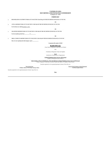 Thumbnail RADCOM 20-F Annual Report 2011