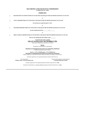 Thumbnail Gilat Satellite Networks 20-F Annual Report 2011