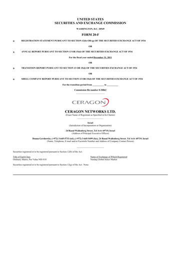 Thumbnail Ceragon Networks 20-F Annual Report 2011