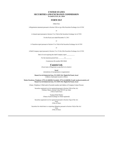 Thumbnail Camtek 20-F Annual Report 2011