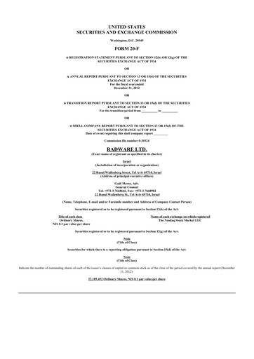 Thumbnail Radware 20-F Annual Report 2012