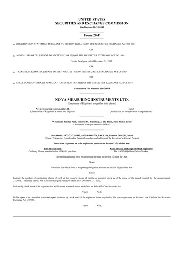 Thumbnail Nova Ltd.
 20-F Annual Report 2013