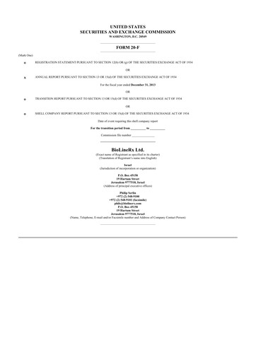 Thumbnail BioLineRx 20-F Annual Report 