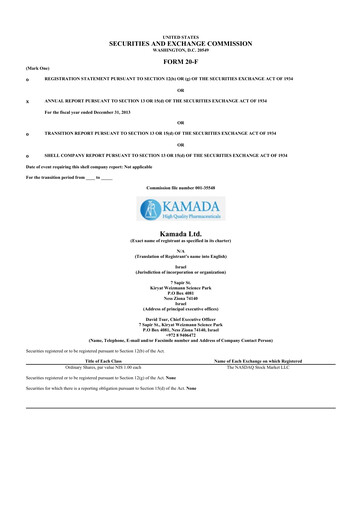 Thumbnail Kamada
 20-F Annual Report 