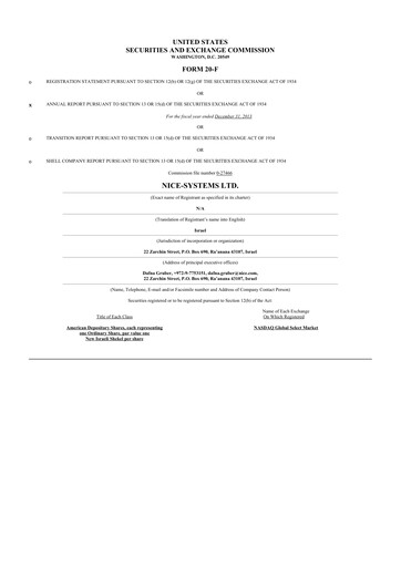 Thumbnail NICE 20-F Annual Report 2013