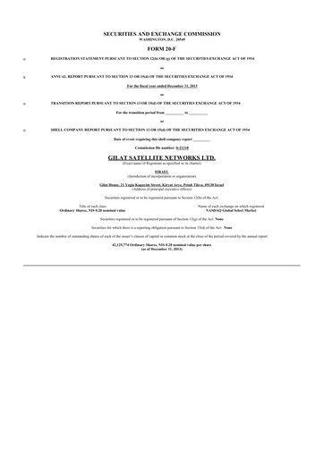 Thumbnail Gilat Satellite Networks 20-F Annual Report 2013