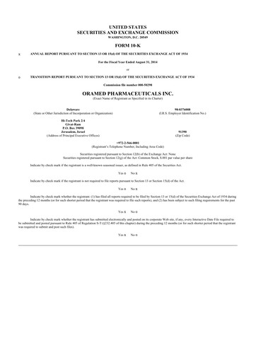 Thumbnail Oramed Pharmaceuticals 10-K Annual Report 2014