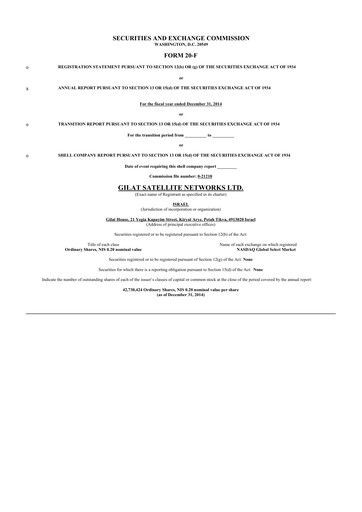 Thumbnail Gilat Satellite Networks 20-F Annual Report 2014