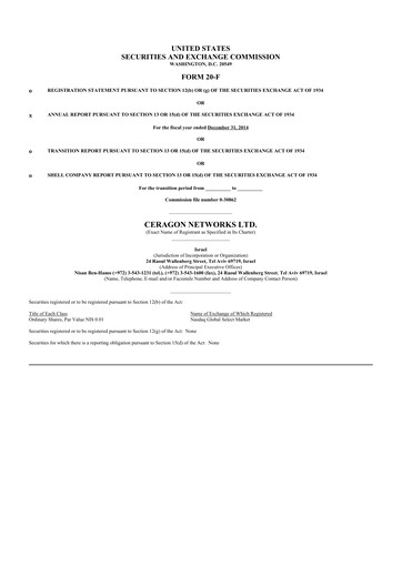 Thumbnail Ceragon Networks 20-F Annual Report 2014