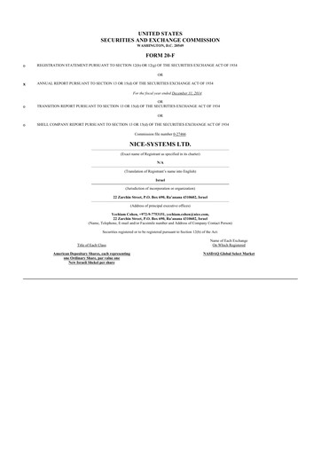 Thumbnail NICE 20-F Annual Report 2014