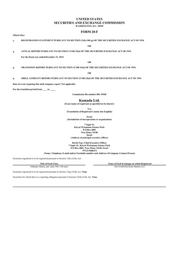 Thumbnail Kamada
 20-F Annual Report 