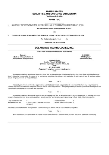 Thumbnail SolarEdge 10-Q Quarterly Report FY2016 