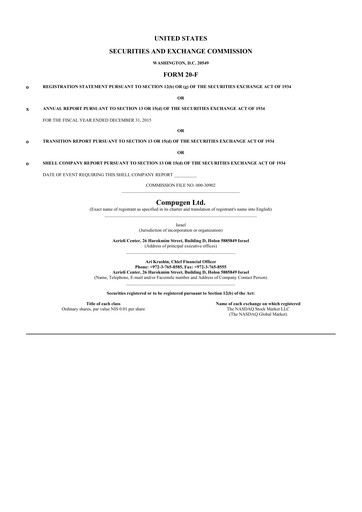 Thumbnail Compugen 20-F Annual Report 2015