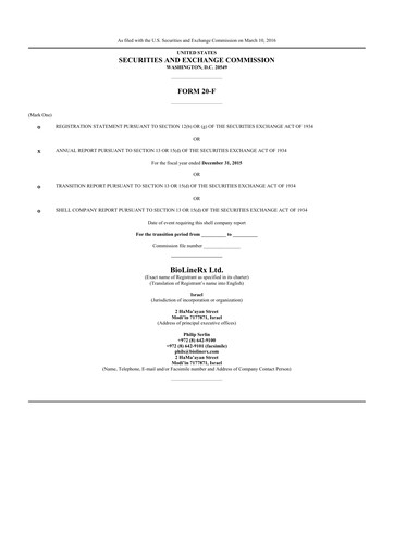 Thumbnail BioLineRx 20-F Annual Report 