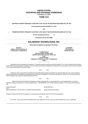 Thumbnail SolarEdge 10-Q Quarterly Report FY2016 