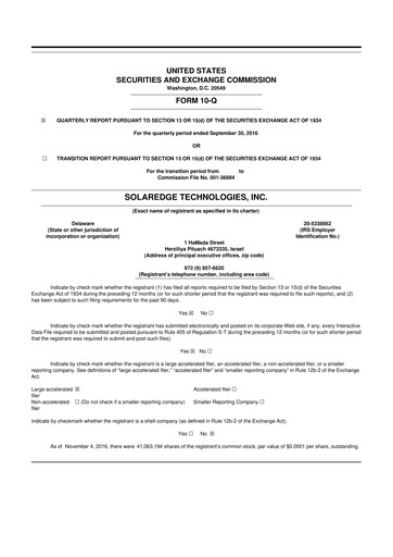 Thumbnail SolarEdge 10-Q Quarterly Report FY2017 