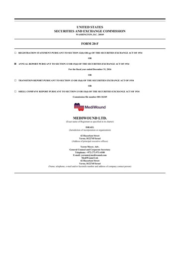 Thumbnail MediWound 20-F Annual Report 