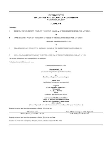 Thumbnail Kamada
 20-F Annual Report 