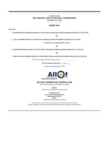 Thumbnail Allot 20-F Annual Report 2016