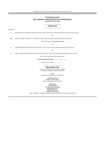 Thumbnail BioLineRx 20-F Annual Report 