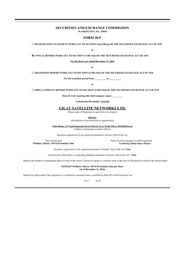 Thumbnail Gilat Satellite Networks 20-F Annual Report 2016