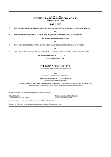 Thumbnail Ceragon Networks 20-F Annual Report 2016