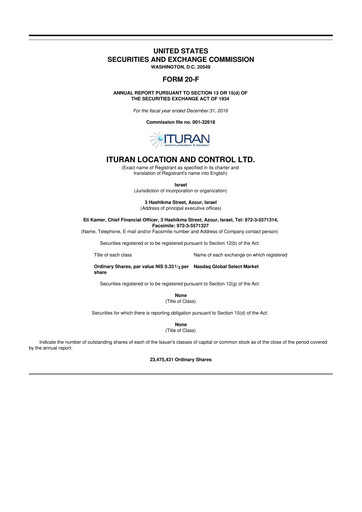 Miniature Ituran 20-F Rapport annuel 2016
