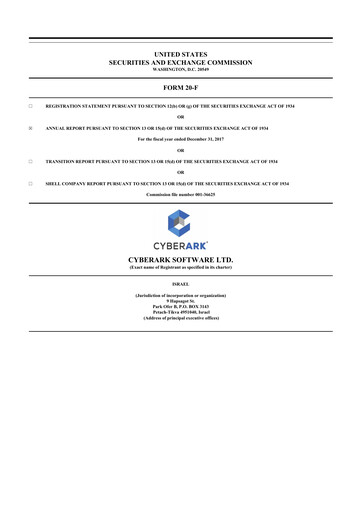 Thumbnail CyberArk Software 20-F Annual Report 2017