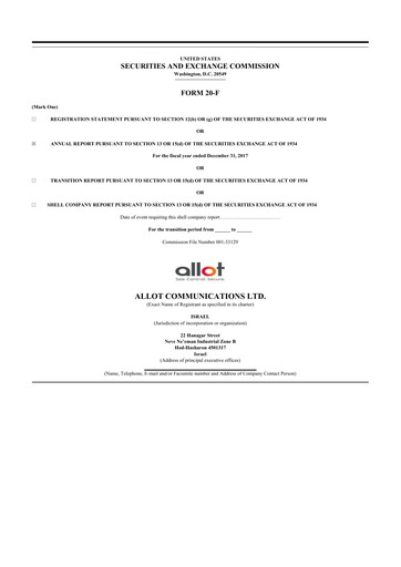 Thumbnail Allot 20-F Annual Report 2017