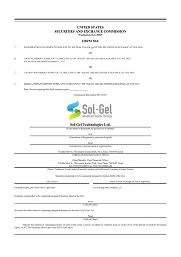 Thumbnail Sol-Gel Technologies 20-F Annual Report 2017