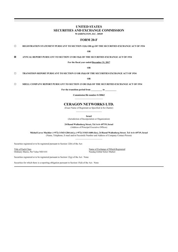 Thumbnail Ceragon Networks 20-F Annual Report 2017