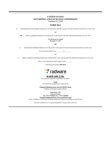 Thumbnail Radware 20-F Annual Report 2017