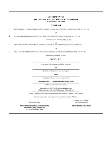 Thumbnail NICE 20-F Annual Report 2017