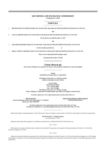 Thumbnail Trinity Biotech
 20-F Annual Report 2017