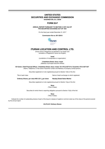 Miniature Ituran 20-F Rapport annuel 2017