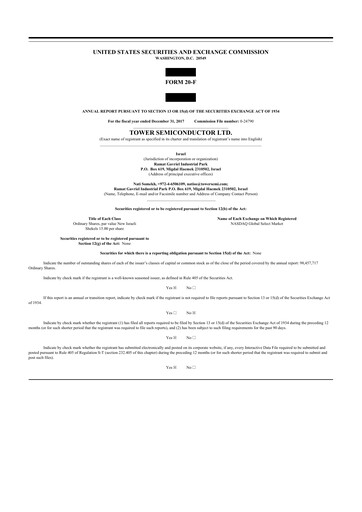 Thumbnail Tower Semiconductor 20-F Annual Report 2017