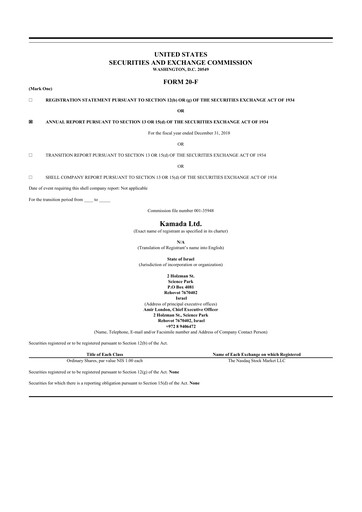 Thumbnail Kamada
 20-F Annual Report 2018