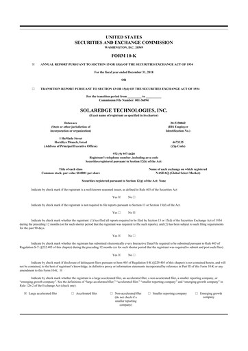 Thumbnail SolarEdge 10-K Annual Report 2018