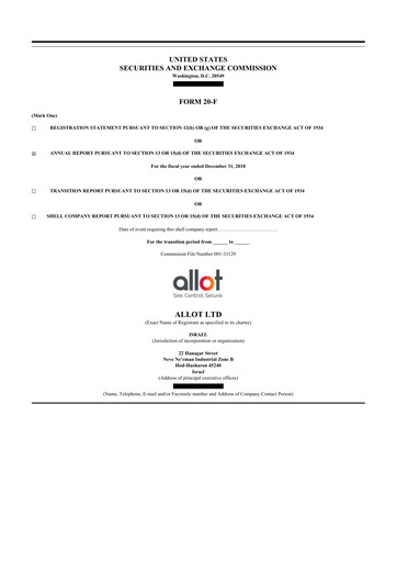 Thumbnail Allot 20-F Annual Report 2018