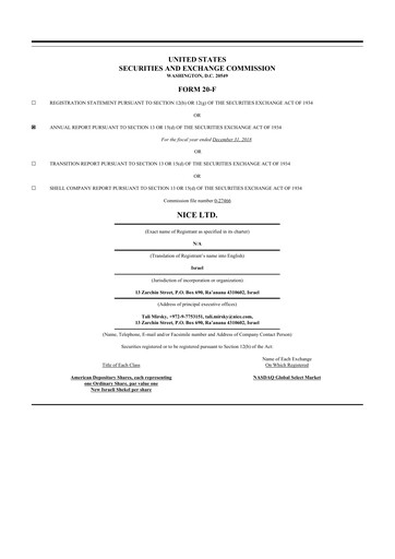 Thumbnail NICE 20-F Annual Report 2018