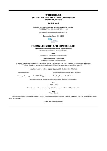 Thumbnail Ituran 20-F Annual Report 2018