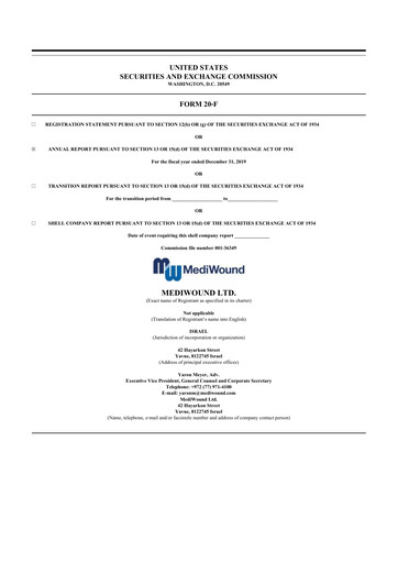 Thumbnail MediWound 20-F Annual Report 2019