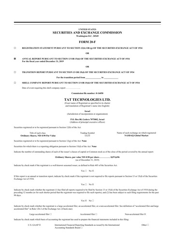 Thumbnail TAT Technologies 20-F Annual Report 2019