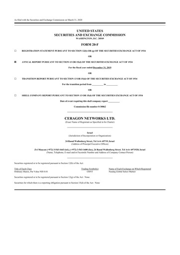 Thumbnail Ceragon Networks 20-F Annual Report 2019