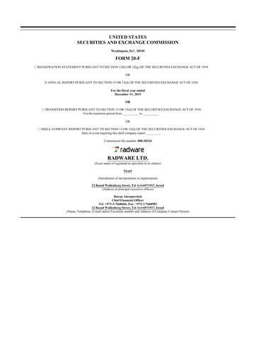 Thumbnail Radware 20-F Annual Report 2019