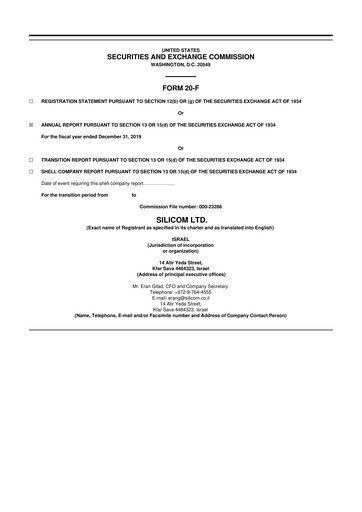 Thumbnail Silicom 20-F Annual Report 2019