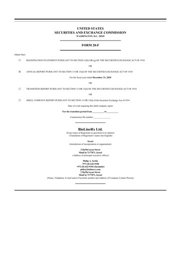 Thumbnail BioLineRx 20-F Annual Report 2020