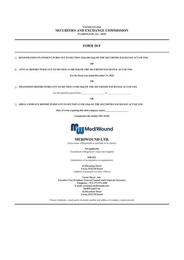 Thumbnail MediWound 20-F Annual Report 2020