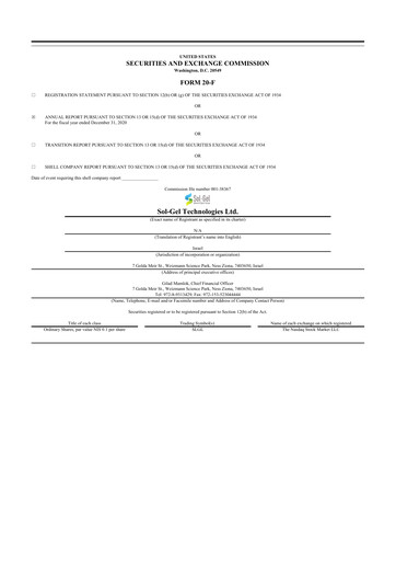 Thumbnail Sol-Gel Technologies 20-F Annual Report 2020