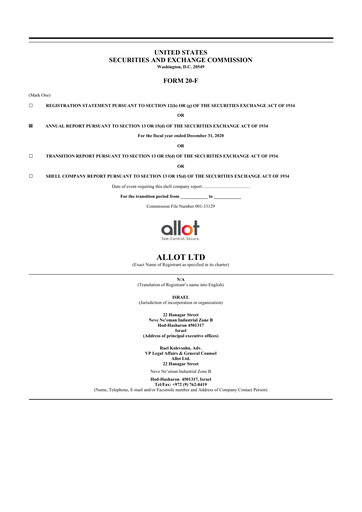 Thumbnail Allot 20-F Annual Report 2020